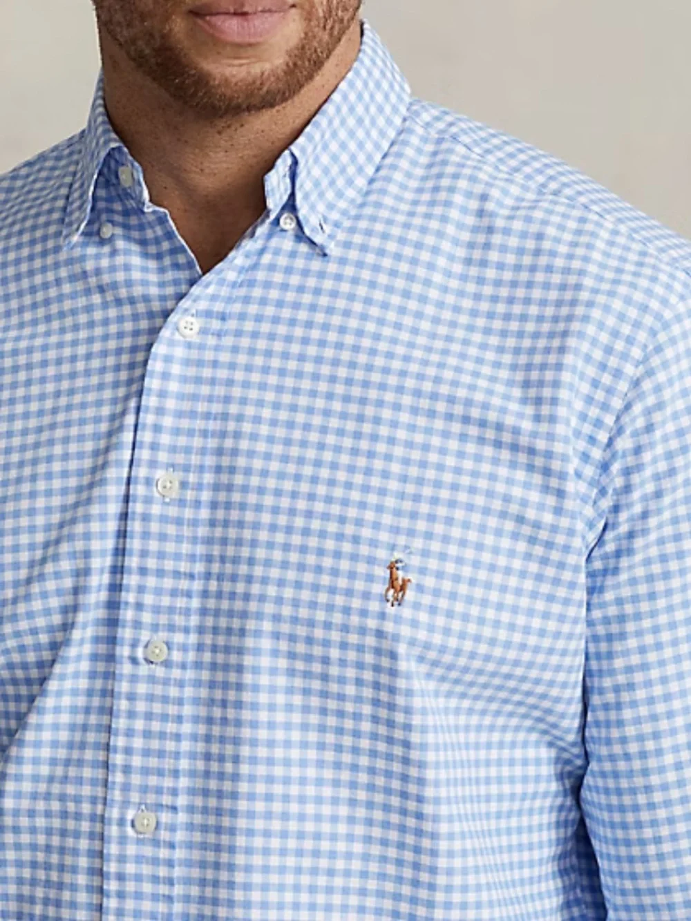 NWT polo Ralph Lauren Gingham Oxford Shirt blue white size XLT